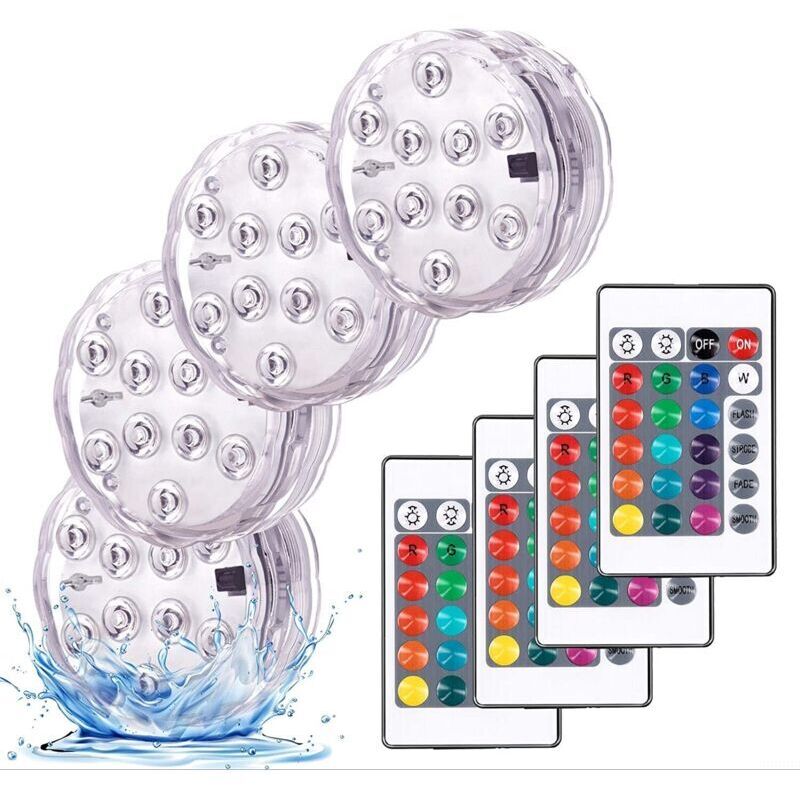 Wasserflächenbeleuchtung, Farbige Landschafts-led-leuchten, Wasserdichtes 4er-set Mit Rgb-tauchlampen Und Fernbedienungen, Ideal Für Aquarium, Teich Und Pool