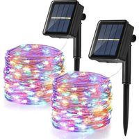 [2er Pack] Solarbetriebene Außen-lichterkette, 12 M 120 Led Jahrmarkt-lichterkette, Wasserdicht Mit 8 Modi, Deko-beleuchtung Für Garten, Terrasse, Hof, Haus, Hochzeit Und Party (mehrfarbig)