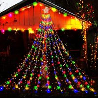Außen-weihnachtsdekoration: 3,8 M Lichtervorhang, 350 Leds, 8 Modi, Mehrfarbig, Für Weihnachtsbaum, Haus, Hof, Veranda, Terrasse Und Garten