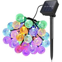 Solarbetriebene Lichterkette Für Den Außenbereich, Garten, 6,5 M, 30 Leds, Wasserdicht, Feenlichter Mit Kristallkugeln, Bunte Festival-dekoration, Licht Für Partys, Hochzeiten, Terrassen Und Weihnacht
