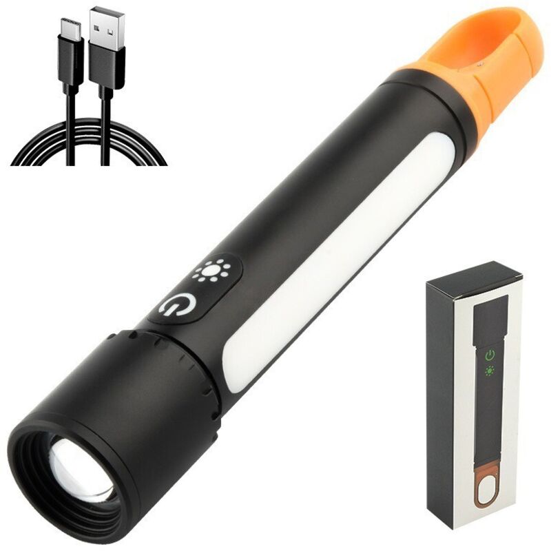 Campinglaterne – Taschenlampe Mit Scheinwerfer – Wiederaufladbare Led-laterne – Orange
