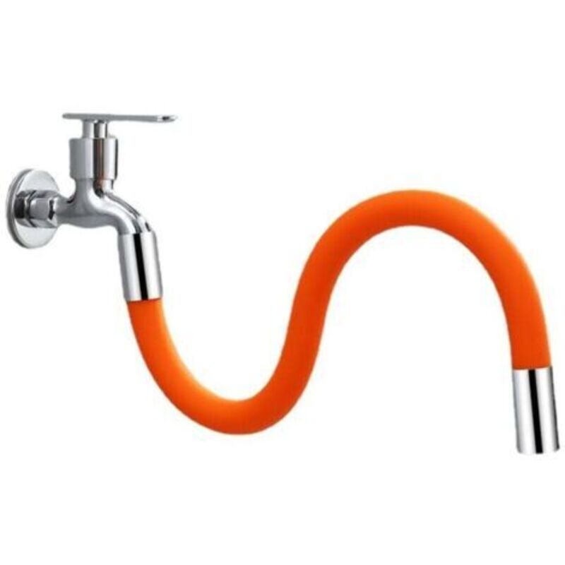 50 Cm Wasserhahnverlängerung Universal - Strahlregler Flexibel - Formbar Frei Biegsam Silikonschlauch Küche Bad Spülbecken Sprühkopf 360° Orange