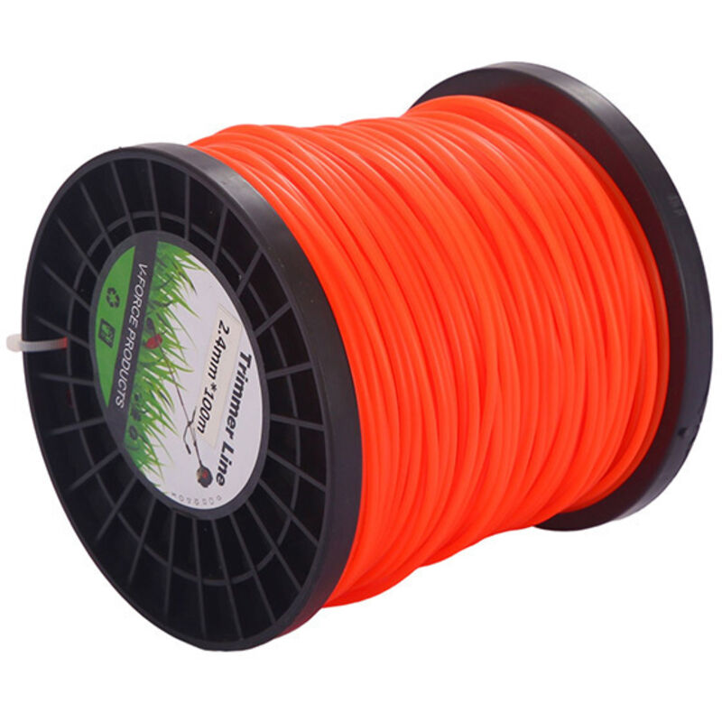 Universales Rasenmäherkabel, 2,4 Mm, Quadratisch, Orange, In Handelsüblicher Qualität, Hochwertiges Universal-nylon, 2,4 Mm X 100 M, Geeignet Für Freischneider Und Rasenmäher