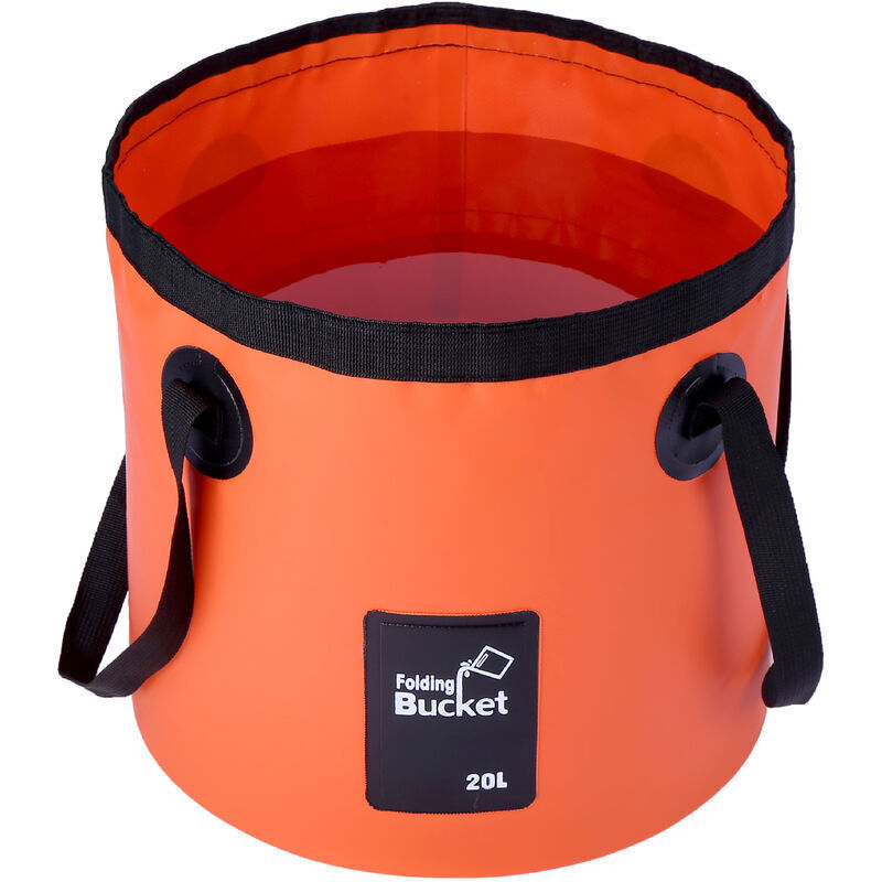 Faltbarer Eimer 20l – Tragbarer Falt-eimer Für Wassertransport, Waschstab Für Camping, Wandern, Angeln Und Reisen, Orange