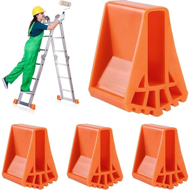 Treppenschutzabdeckungen, 4 Stück, Rutschfeste Treppenfüße, Ersatz-treppenfüße, Abdeckungen Für Teleskoptreppen, Groß (orange)