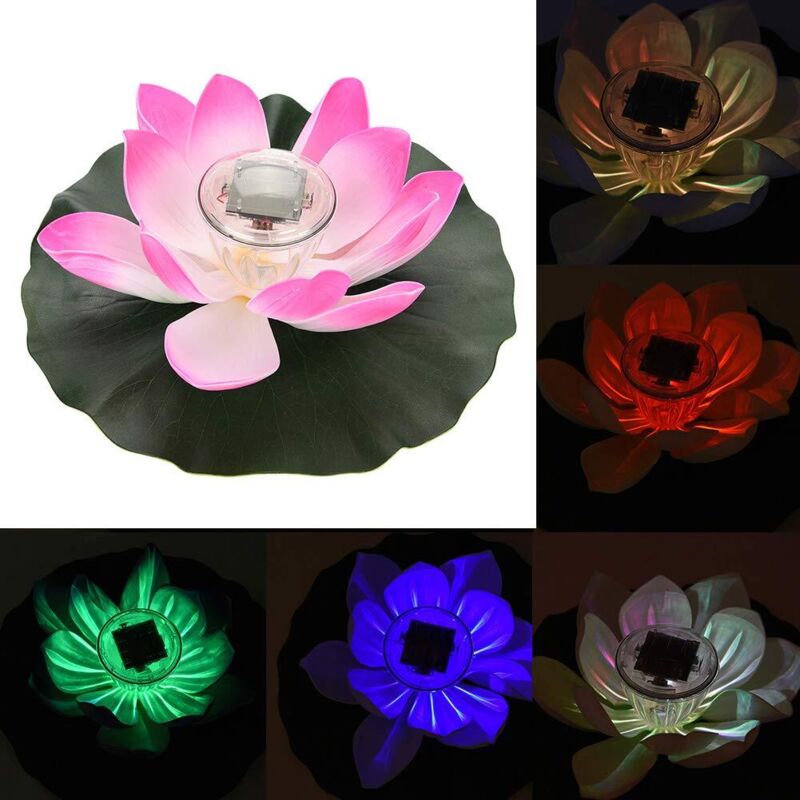 Solarlampe Lotusblume, Wasserdichte Mehrfarbige Led-farbwechsel-lampe Aus Lotusmoos Für Außenbereich, Schwimmend Im Garten, Pool Oder Teich (bunt)