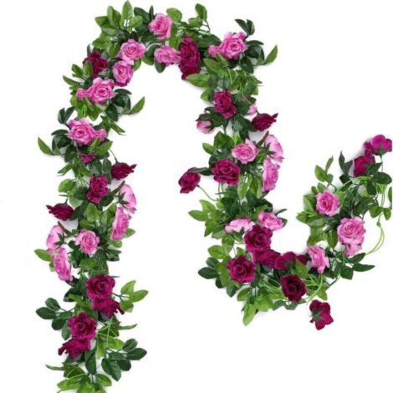 Künstliche Blumengirlande, 4,8 M (15,8 Fuß), Aus Rosa Seide, Für Hochzeitsbogen, Party, Wanddekoration Im Haus Oder Garten (magenta)