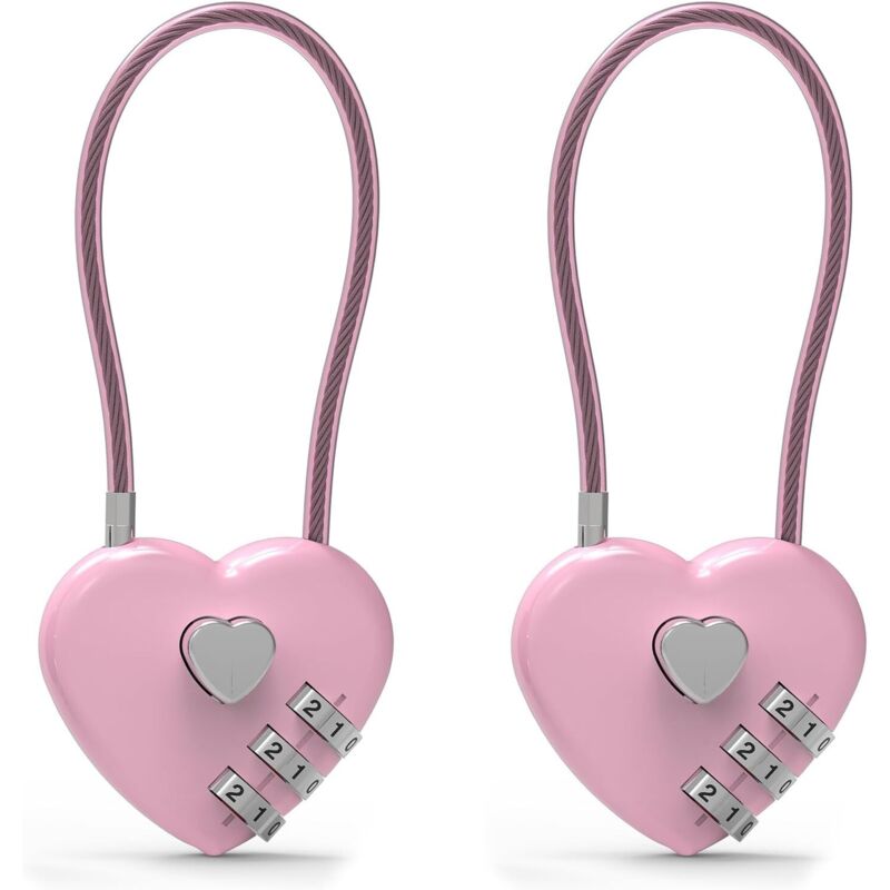 Coded-kabelschlösser, 2 Stück – Digitales Schloss – Zinklegierung – Rosa