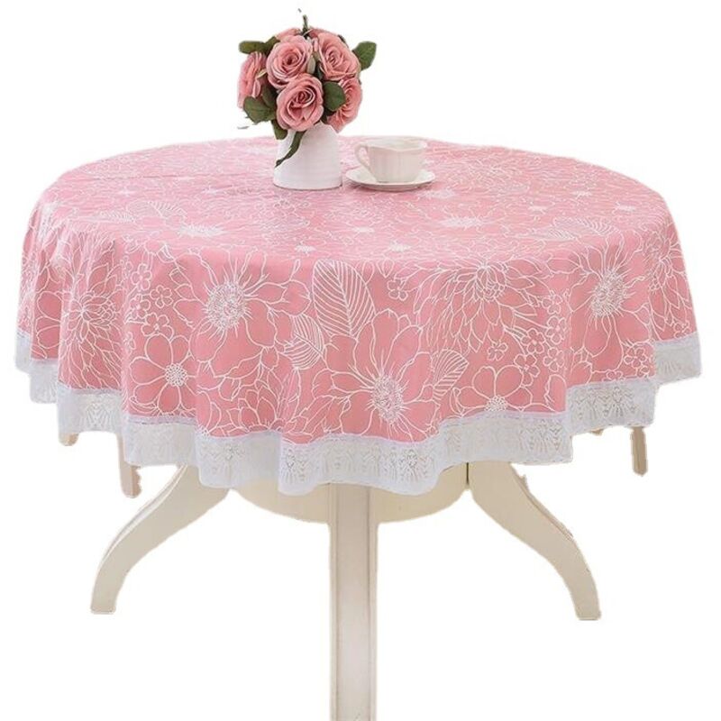Runde Pvc-tischdecke, Fleckenresistent Und Pflegeleicht, Elegantes Muster Für Esszimmer, Party, Garten Und Picknick (rosa, 137 Cm)
