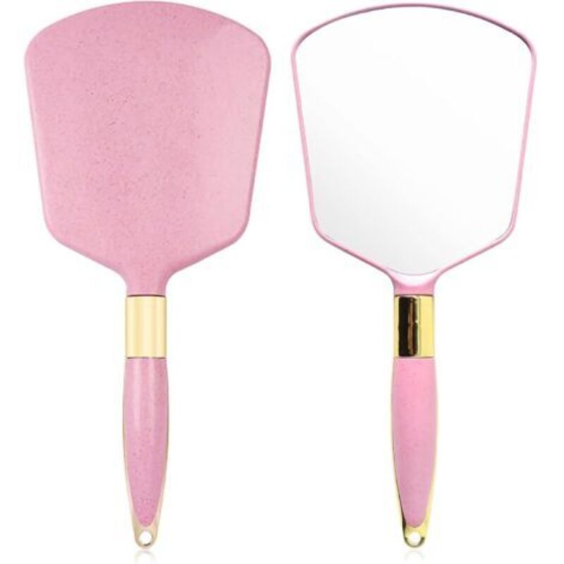 Quadratischer Handspiegel Mit Bequemem Griff, Professioneller Tragbarer Spiegel Für Badezimmer, Büro, Make-up Und Schönheit (rosa)