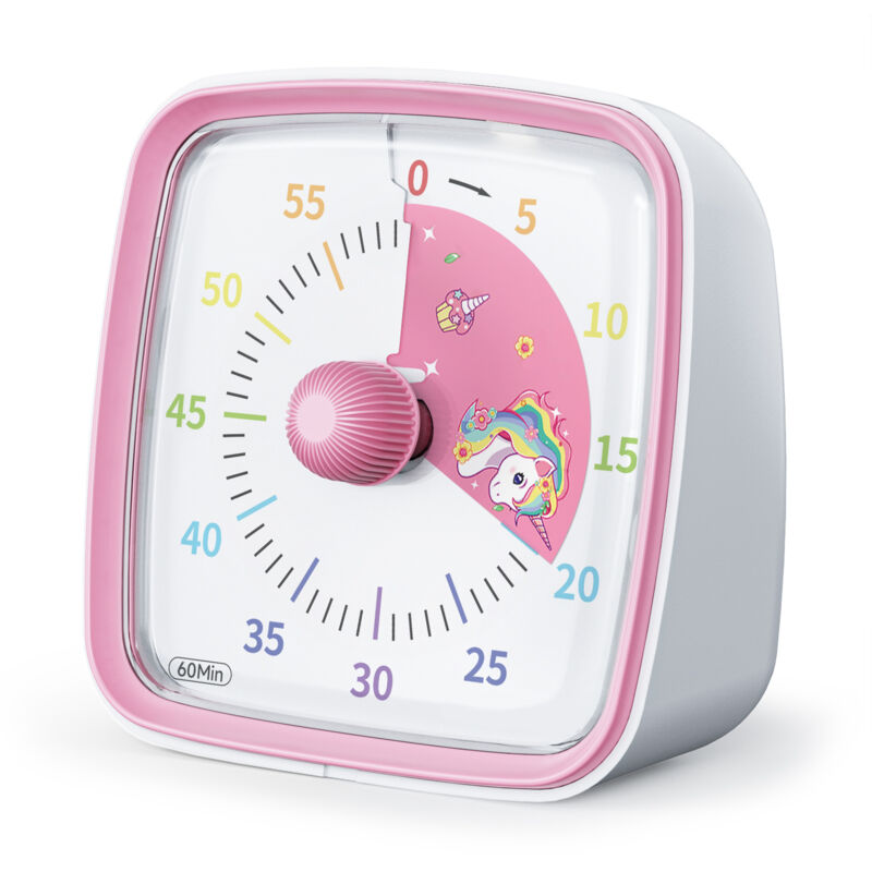 60-minuten-timer Mit Nachtlicht, Einhorn-motiv, Pomodoro-timer Für Zuhause, Schule Und Küche, Rosa