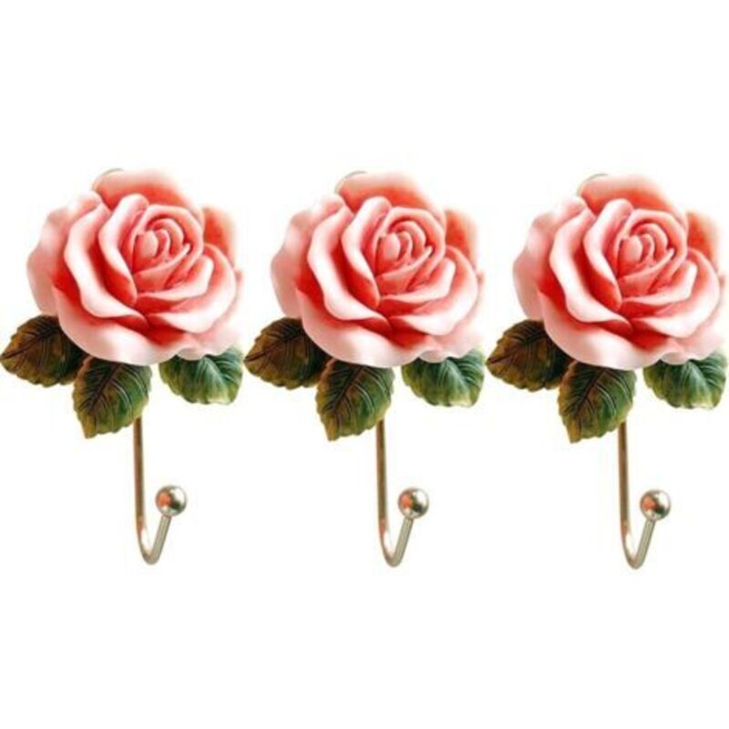 3 Stück Rosenharz-wandhaken, Kreative Blumen-eisen-haken Zum Aufhängen Von Mänteln/hüten/schlüsseln/handtüchern/handtaschen, Wanddekoration Für Das Zimmer
