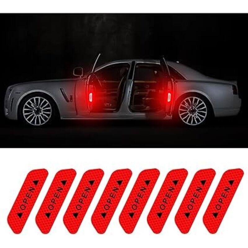 8 Stück Reflektierende Aufkleber, Selbstklebende Reflexstreifen, Wasserdichte Reflektierende Sticker, Warn-reflexstreifen, Für Autotürkanten, Lkw (rot)