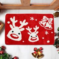 Weihnachts-badematte - Schwarze Küchen- Und Badezimmermatte, Hübscher Fußabtreter, 50 Cm X 80 Cm (roter Elch)