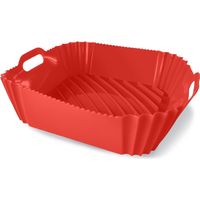 Quadratische Form Mit Griffen, 22 X 22 Cm, Ideal Für Heißluftfritteusen, Lebensmittelechtes Silikon, Rot, Air Fryer-serie