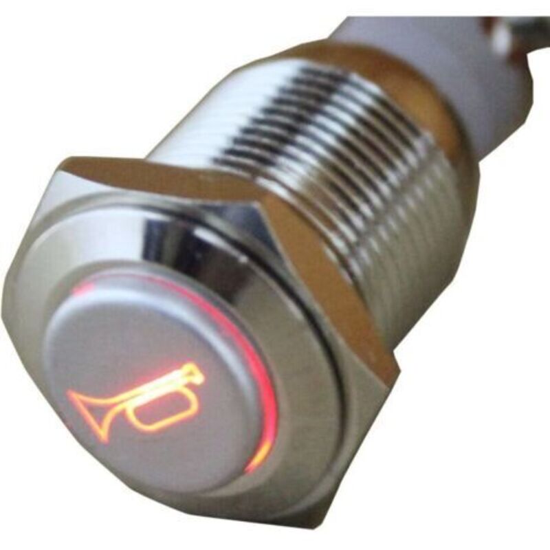 16mm Rote Led 12v 3a Drucktaster Auto Hupe Momentaner Kippschalter Metallschalter Horn Lautsprecher