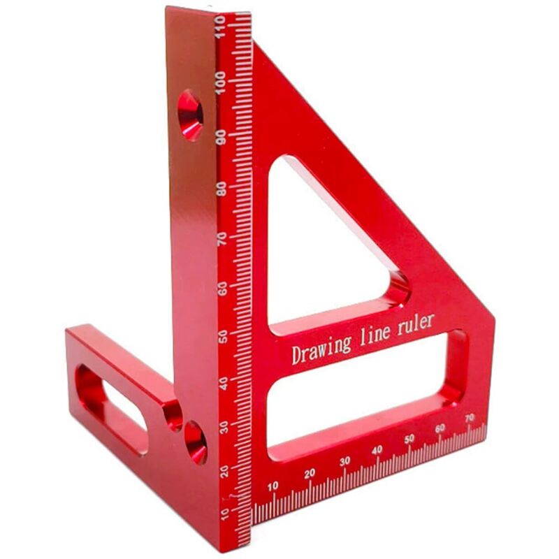 Team Aus Aluminiumlegierung - 45/90-grad-winkel - 3d-t-lineal - Messwerkzeug Für Die Holzbearbeitung - Für Zimmerleute (rot)