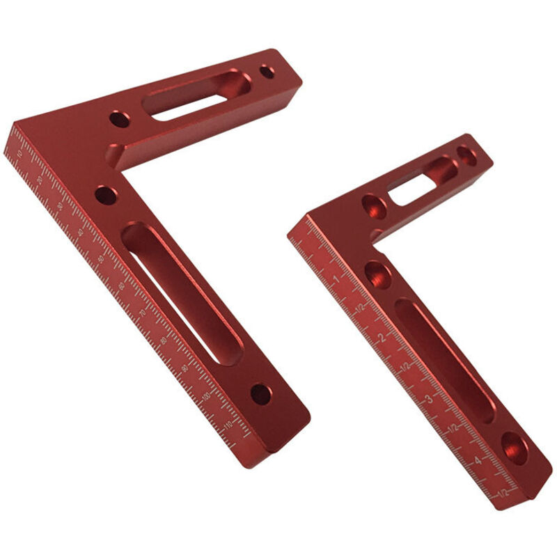 2 Stück 90-grad-anschlaglineal, Rechteckiges Anschlaglineal Aus Aluminiumlegierung Für Holzarbeiten, Rechtwinkliges Quadratlineal, Rot, 120x120 Mm