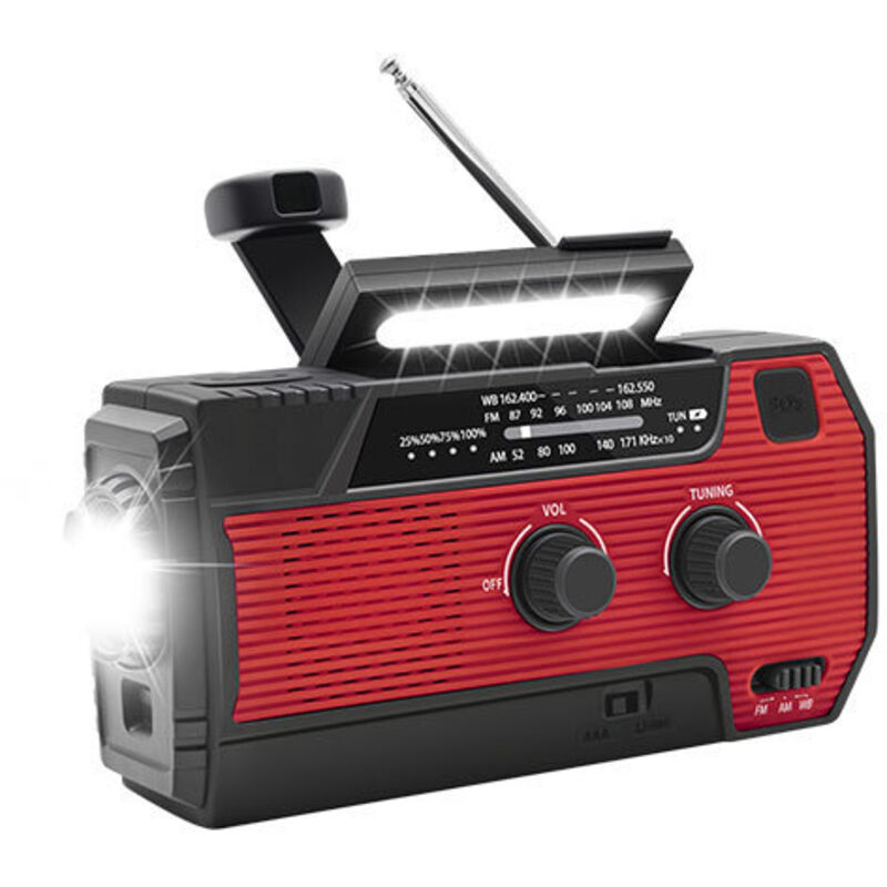 Multifunktionsradio – Notfallradio – Kurbelradio – Tragbar – Sos-funktion – Abs – Rot