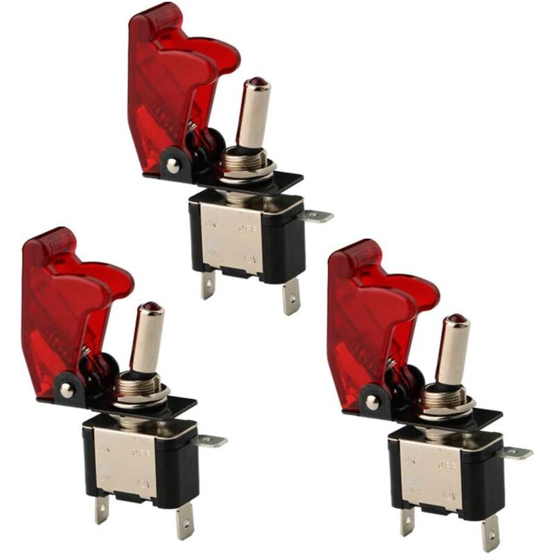 Roter Led-wippschalter 3 X 12 V 20 A, Ein/aus-hebel, Spst + Abdeckung Für Automobile - Rot