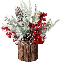 Kleiner Künstlicher Weihnachtsbaum Mit Weihnachtsdekoration, Tannenzapfen Und Beeren, Tisch-weihnachtsbaum Für Weihnachtsdekorationen, Haus, Party, Winter, Innen- Oder Außenbereich (rot-rund)
