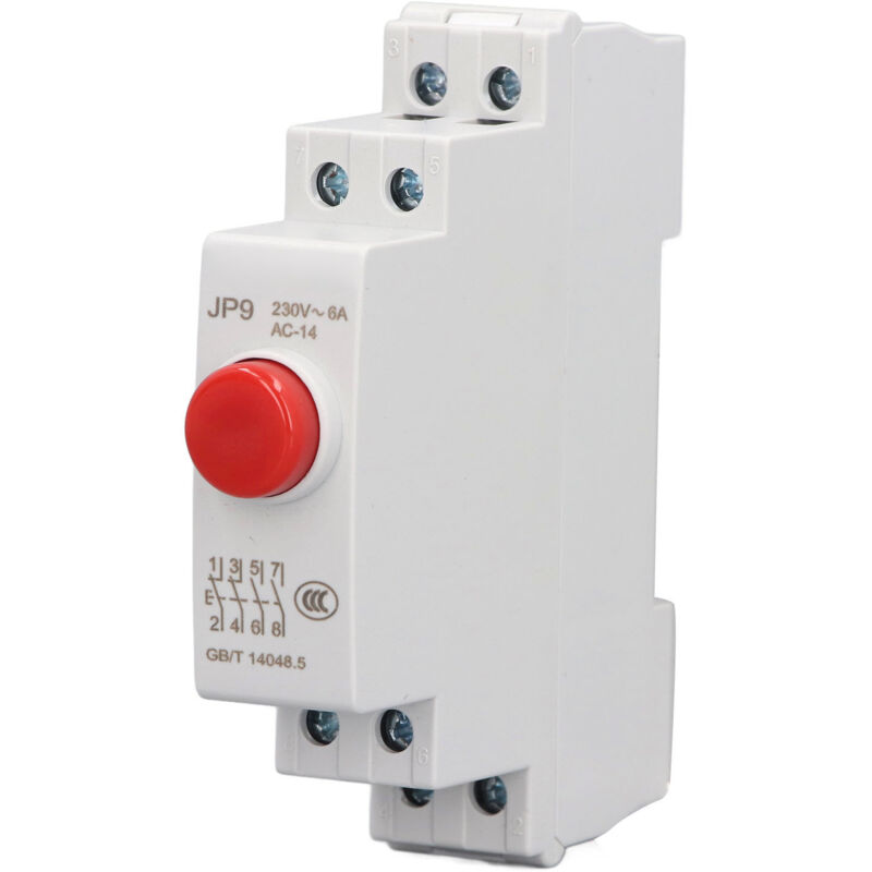 Rastky Din-schienen-druckschalter Jp9 - Ac230v, 2no 2nc-konfiguration Für Magnetschütz Und Schütz, Kompaktes Design Für Effiziente Elektrische Steuerung In Schaltkästen (rot).