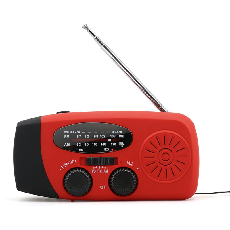Tragbares Notfallradio Mit Kurbel, Batterie Und Außenlampe, Ideal Für Das Überleben In Der Natur, Rot