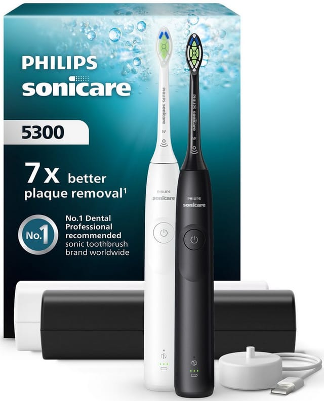 Philips Sonicare Elektrische Zahnbürste Series 5300 HX7109/01, Aufsteckbürsten: 1 St., mit Andruckkontrolle, 2 Intensitätsstufen, inkl. Ladegerät