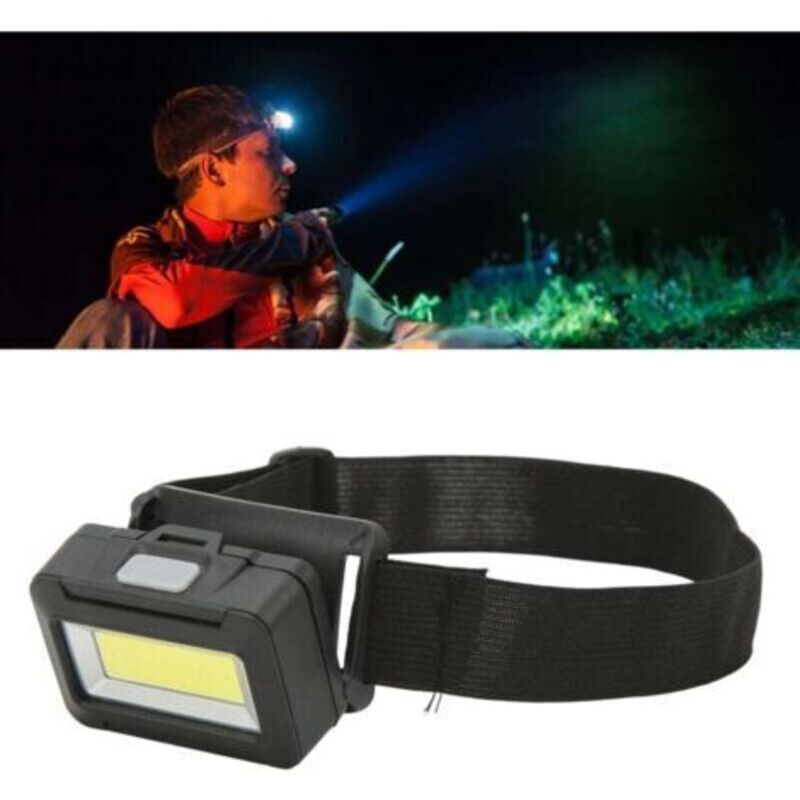 Wasserdichte Abs-stirnlampe Mit Ultraheller Cob-beleuchtung, Batteriebetrieben, Mit Komfortablem Kopfband Für Outdoor-camping, Schwarz, Dubuns