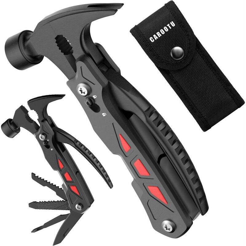 Multifunktionale Werkzeuge, 12-in-1 Zange Und Hammer, Multitool Für Die Tasche Mit Schraubendreher Und Flaschenöffner, Für Wandern Und Camping – Schwarz
