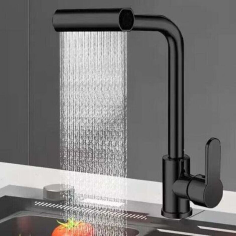 Ausziehbare Wasserhahn Mit Kaskadenfunktion, 360° Drehbarer Mischer, Herausnehmbare Brause, 4 Strahlarten, Warm- Und Kaltwasser (schwarz)