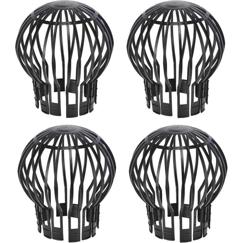 4er-set Dachrinnenabdeckungen, 13,2 X 14,5 Cm – Schwarzer Kunststoff – Kompatibel Mit Fallrohren – Schutz Vor Schmutz