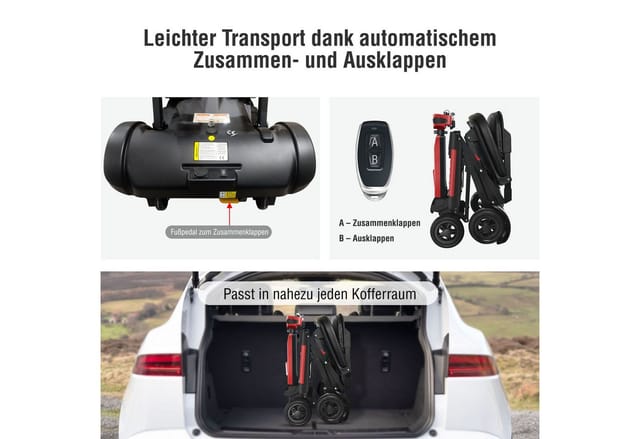 SachsenRAD Elektromobil BestAGE Seniorenmobil Komfort mit Fernbedienung, 270 W, 6 km/h, automatische Faltung, mit Fernbedienung