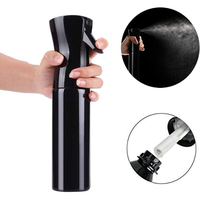 Leere Sprühflasche Nebelsprüher Wasser-sprühflasche Kontinuierlicher Zerstäuber Nachfüllbare Leere Sprühflasche Für Haarstyling, Schwarz, 1 Stück, 300ml