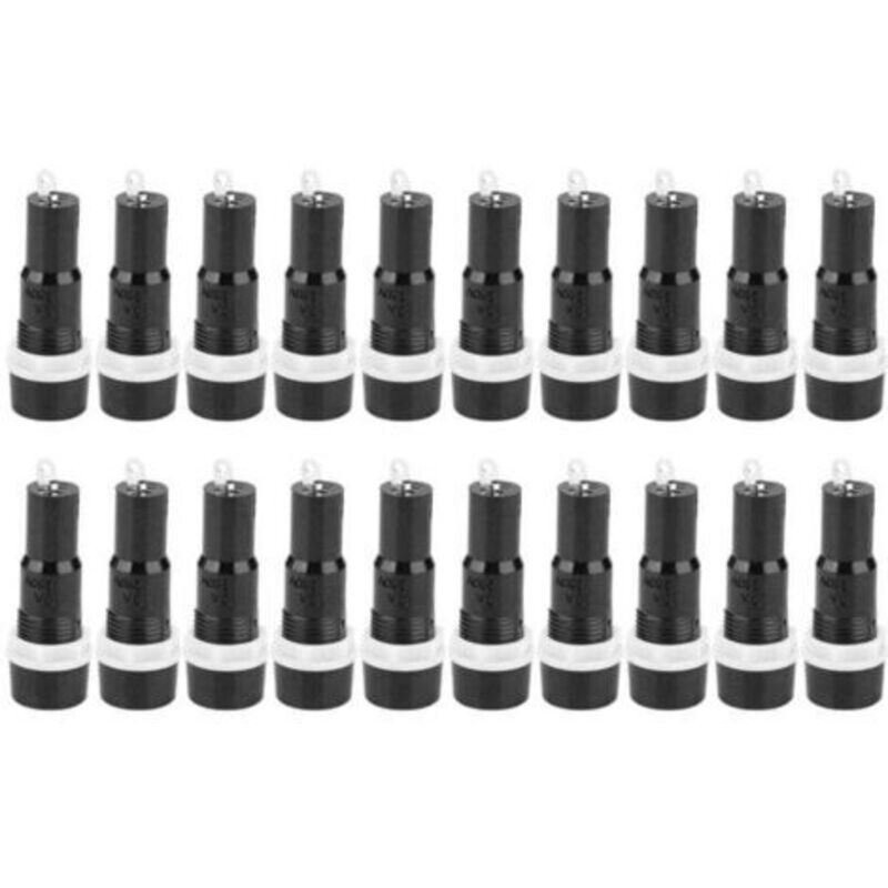 20 Stück Sicherungshalter, Panelmontierter Sicherungshalter Mit Schraubkappe - Mf-527, 5 X 20 Mm Sicherungsgehäuse, Schwarzes Sicherungsschutzgehäuse