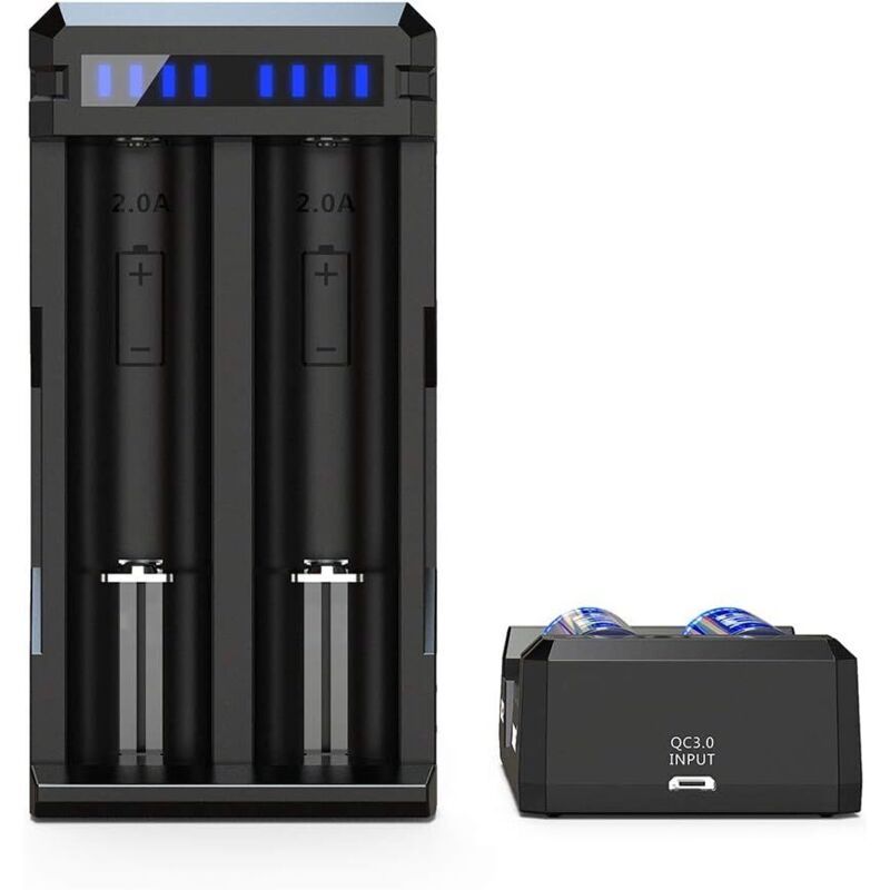 Professionelles Und Schnelles Ladegerät Für Lithium-ionen-batterien Mit Tiefenentladungs-reaktivierungsfunktion Und 0v-funktion, Für Batterien Der Typen 18650, 22650, 26650, 21700, 25500, Farbe Schwar