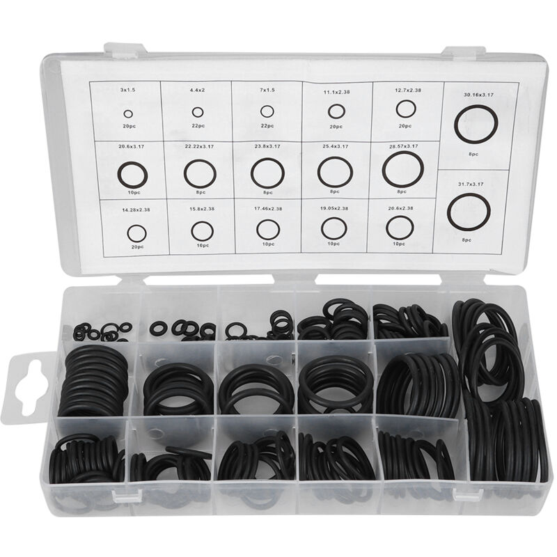222 Stück Gummi-o-ring-dichtungsset, Sortiment-kit, O-ring-unterlegscheiben-sortiment Für Automobiltechnik, Maschinen, Hydraulik Und Sanitär