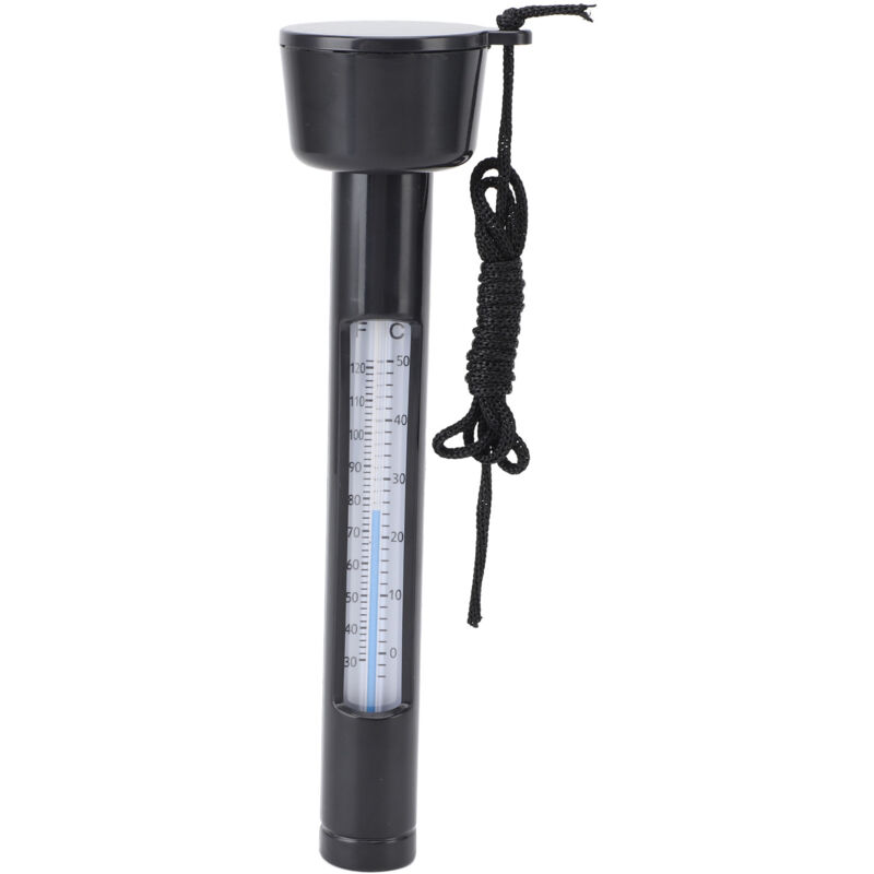 Schwimmendes Poolthermometer Zur Wassertemperaturmessung, Rund, Zum Schwimmen Mit Schnur, Für Außen- Und Innenbereich, Spas, Whirlpools, Teiche, Schwarz