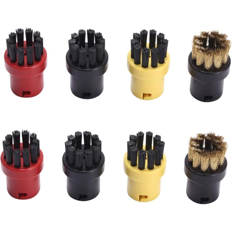 Satz Von 4 Runden Ersatzbürsten Für Kärcher Dampfreiniger Sc1, Sc2, Sc3, Sc4 Und Sc5 (gelb, Rot, Schwarz, Kupfer)