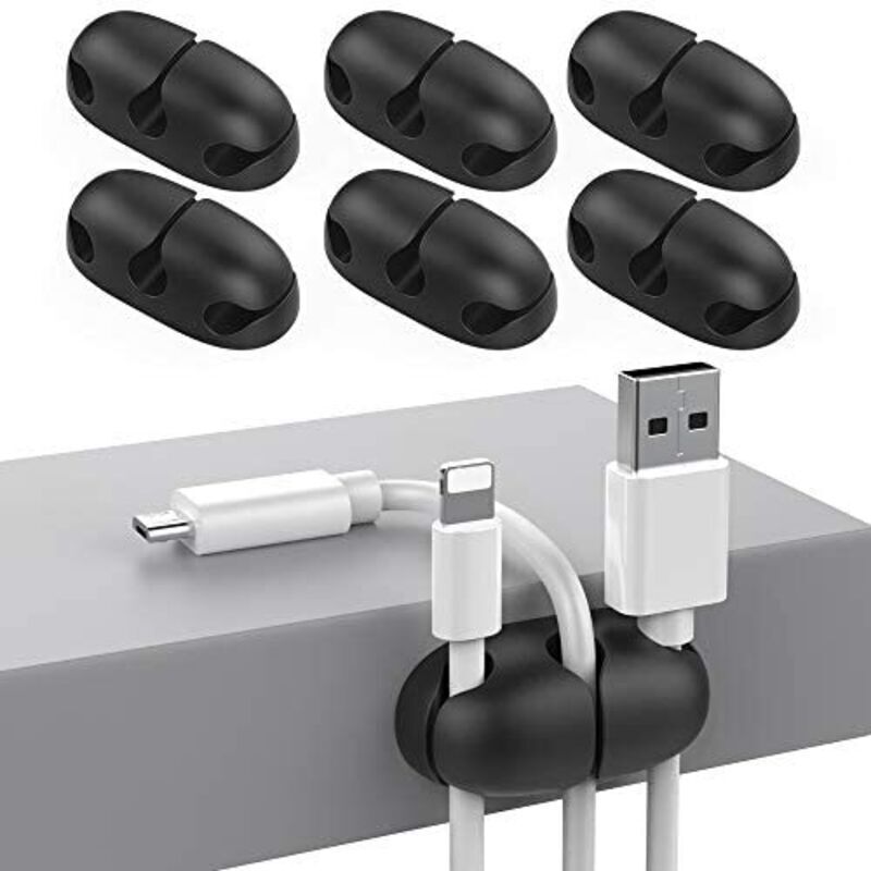 6er-pack Kabelorganizer Für Bürokabel, Starke Selbstklebende Kabelclips Zur Ordnung Von Usb-kabeln Und Schnüren Für Zuhause, Büro Und Auto (schwarz)