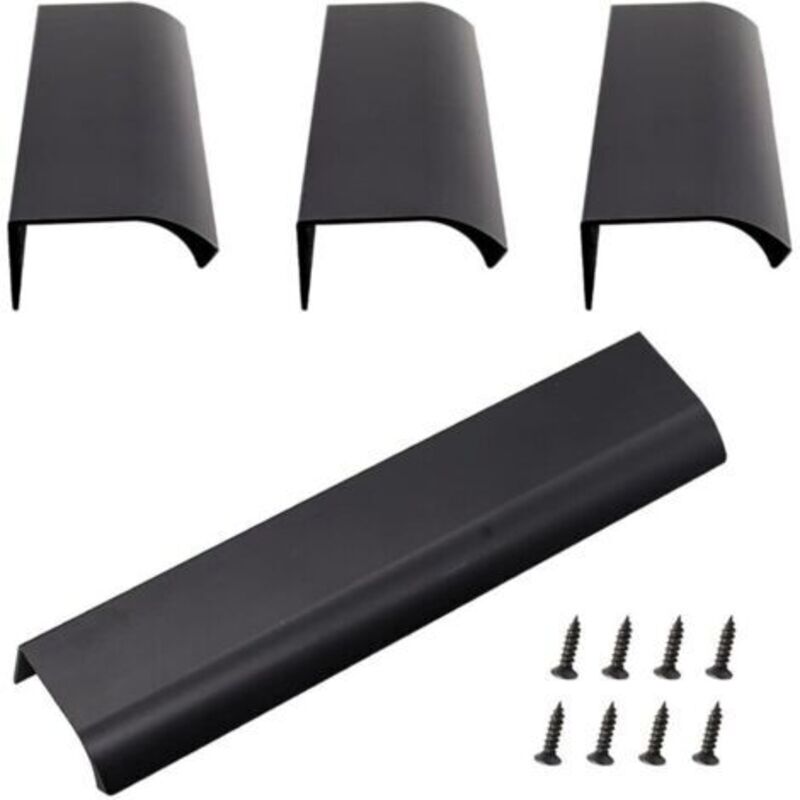 Versteckter Aluminiumgriff, 4er-set Unsichtbare Möbelgriffe Aus Aluminiumlegierung Für Küchen- Und Wohnzimmerschränke (200x40mm) (schwarz)