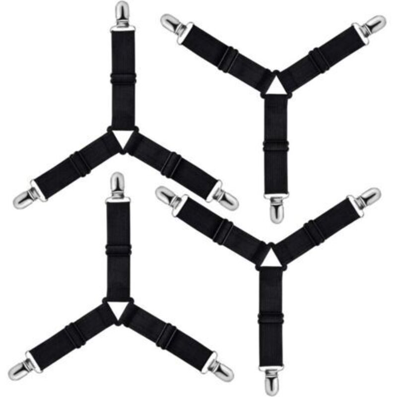 Verstellbare Spannlaken-halter, Befestigungsriemen Zur Fixierung Für Bettwäsche, Bettlaken, Bügelbezug, Matratze, Sofa (schwarz, 4er-pack)