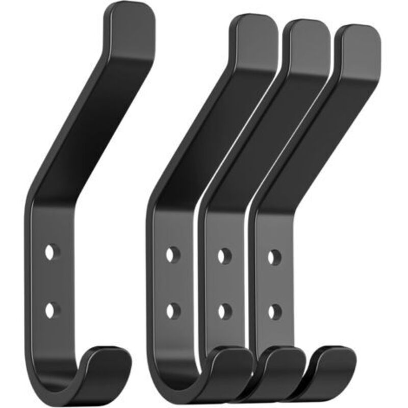 Set Von 4 Wandhaken Für Akustikpaneele, Schraubhaken, Kleider- Und Huthaken, Aluminium, Schwarz, 10 Cm