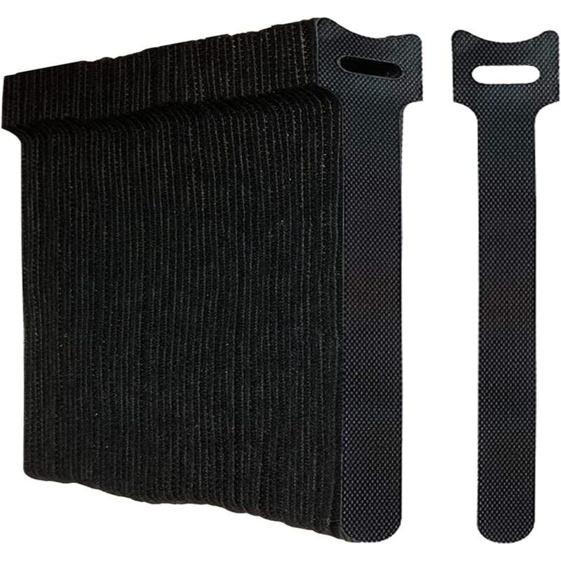 100er-pack Schwarze Wiederverwendbare Klett-kabelbinder Mit Haken Und Schlaufe Zur Kabelverwaltung