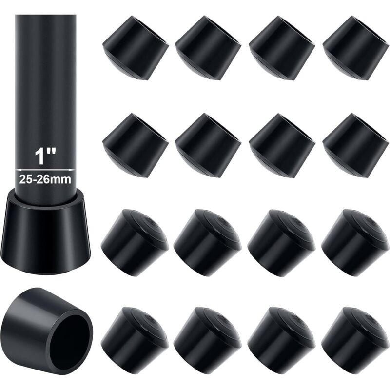 Stuhlbeinkappen 25mm, Sopito 16 Stück Runde Gummimöbelkappen, Stuhlbeinabdeckungen, Tischfußschoner, Rutschfeste Bodenschützer, Schwarz