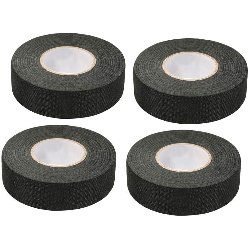4 Stück Schwarzes Auto-klebeband (1,5 Cm X 15 M) - Stoffklebeband Für Autos, Hochtemperaturbeständiges Klebeband, Widerstandsfähiger Schwarzer Scotch, Gewebeklebeband, Kabelbaum-klebeband Für Autos