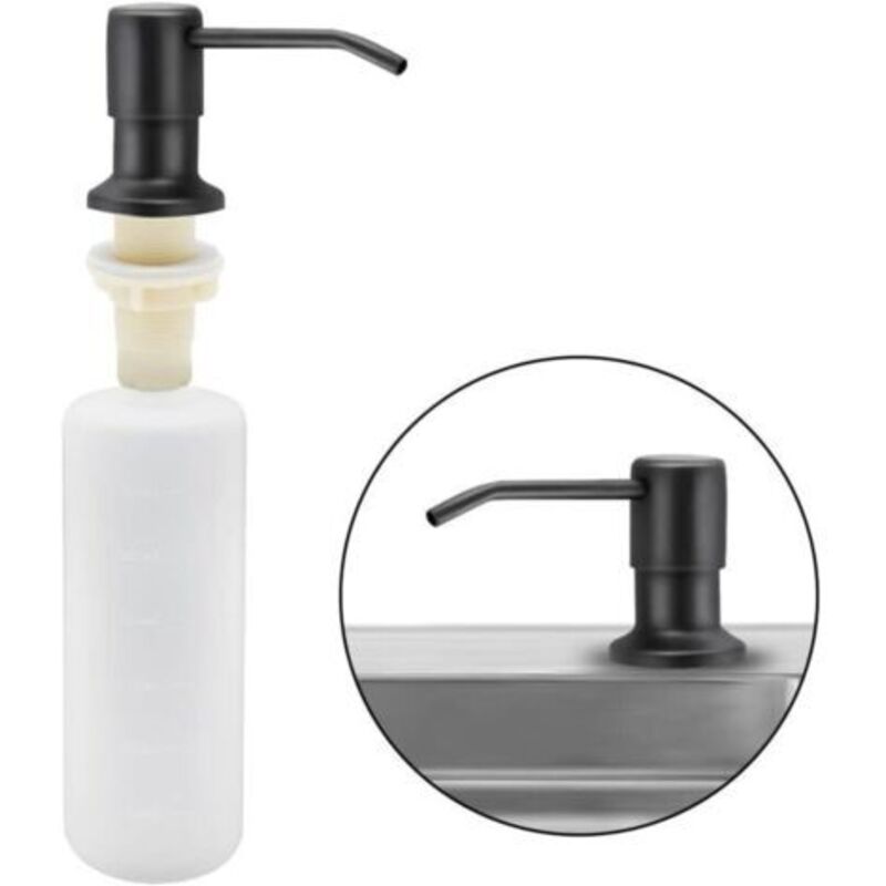 Spender Für Küchenspüle 350ml, 360° Drehbare Pumpe, Edelstahl, Nachfüllbar (elegantes Schwarz)