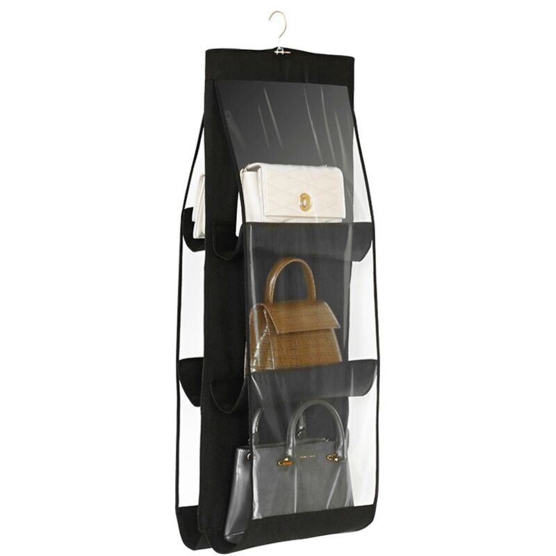 Aufgehängter Gepäckorganisator, 6 Fächer, Transparente Wand, Schwarz
