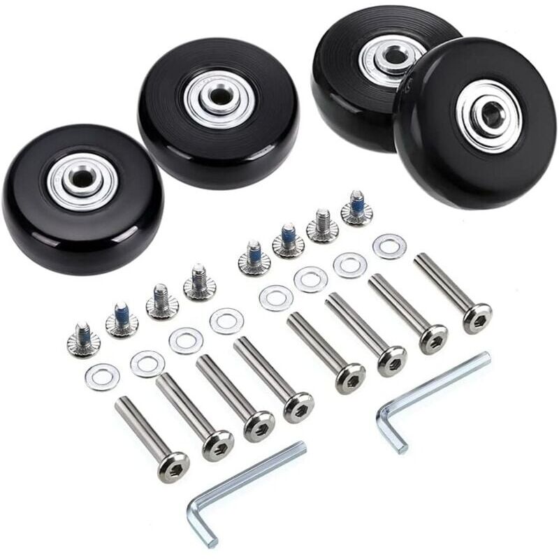 4 Stück 50x18mm Ersatzrollen Für Koffer, Schwenkbare Gummirollen Mit Lager-reparaturset, Schwarz
