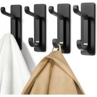 Klebe-wandhaken, Handtuchhalter Für Badezimmer, Küchentuch-halter, Kleiderhaken Zum Aufkleben, Wandbefestigte Halterung Ohne Bohren, Wasserdicht, Rostfrei, Schwarz, 4 Stück